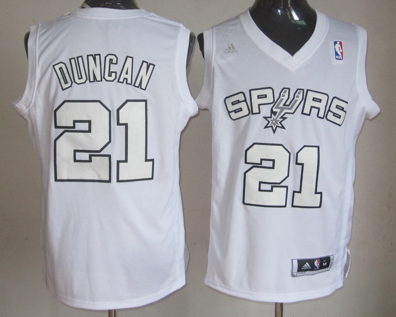 Spurs 21 Duncan All white Jerseys