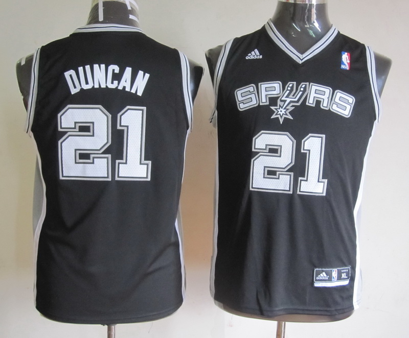 Spurs 21 Duncan Black Youth Jersey