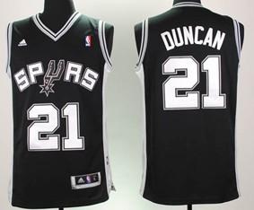 Spurs 21 Tim Duncan Black Youth Jersey
