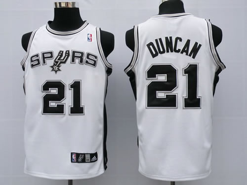 Spurs 21 Tim Duncan White Jerseys