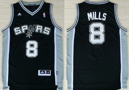 Spurs 8 Mills Black Swingman Jerseys