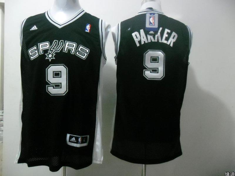 Spurs 9 Parker Black Mesh Jerseys