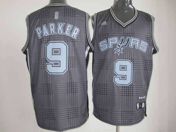 Spurs 9 Parker Grey Jerseys
