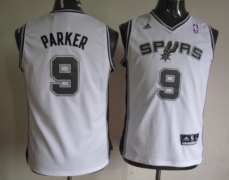 Spurs 9 Parker White Youth Jersey