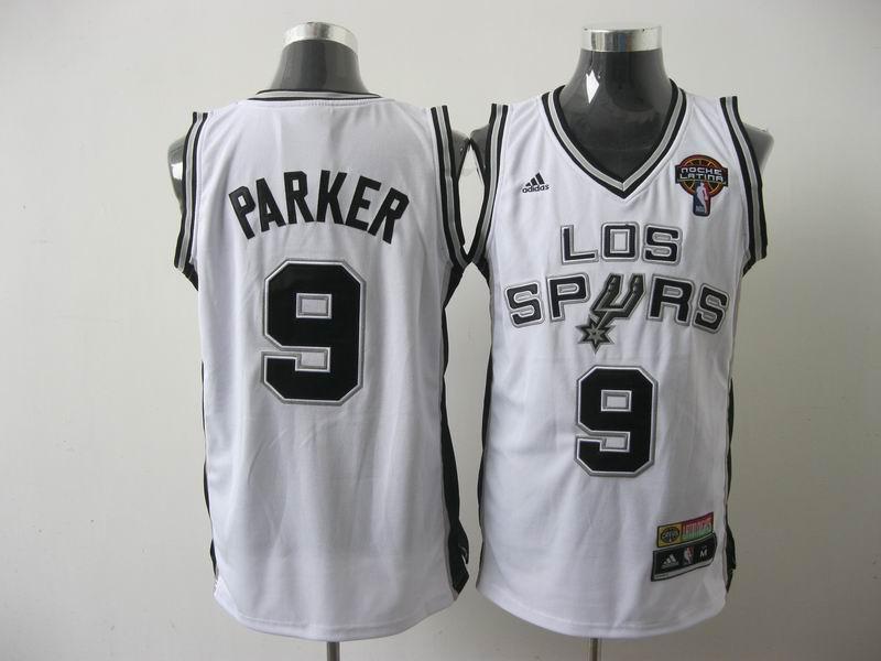 Spurs 9 Parker White Lating Night Jerseys