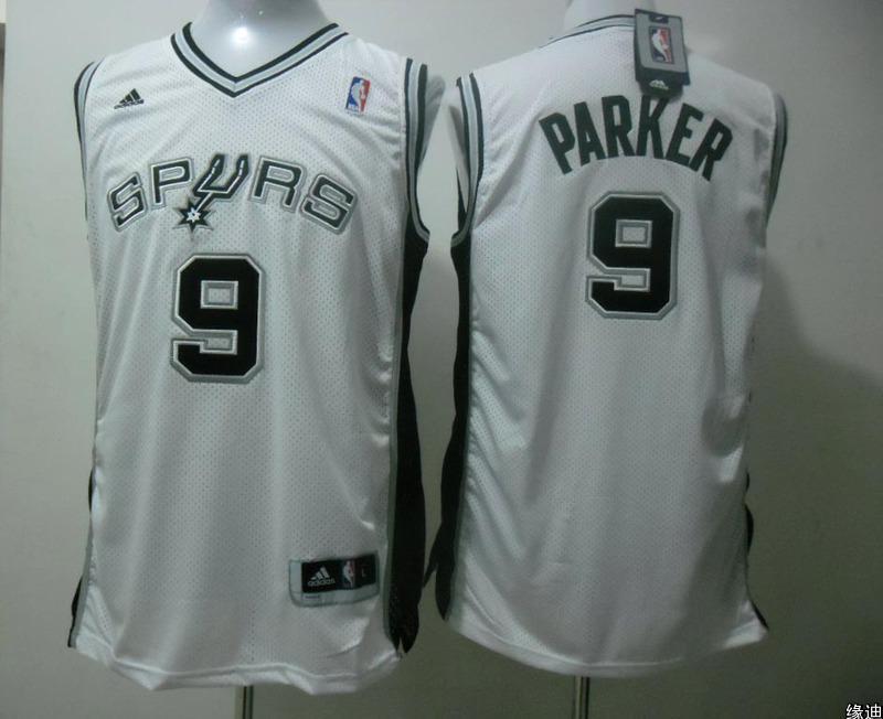 Spurs 9 Parker White Mesh Jerseys