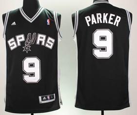 Spurs 9 Tony Parker Black Youth Jersey - Click Image to Close