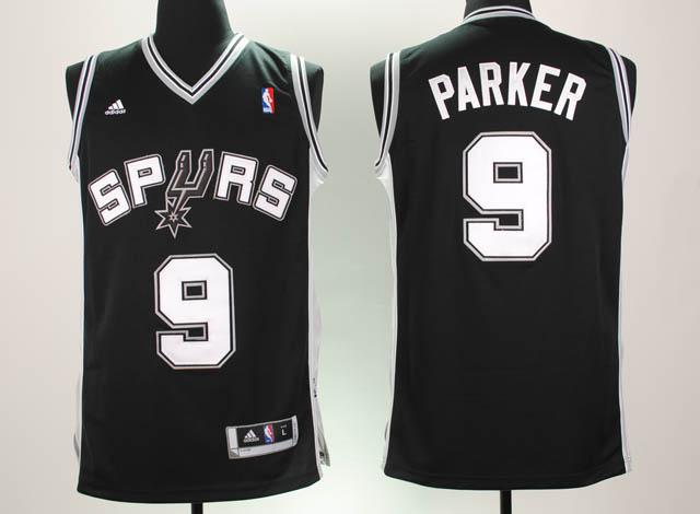 Spurs 9 Tony ParkerBlack Jerseys