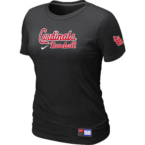 St. Louis Cardinals Nike Women's Black Short Sleeve Practice T-Shirt