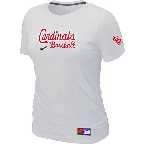 St. Louis Cardinals Nike Women's White Short Sleeve Practice T-Shirt - Click Image to Close