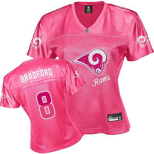 St Louis Rams 8 BRADFORD pink Womens Jerseys