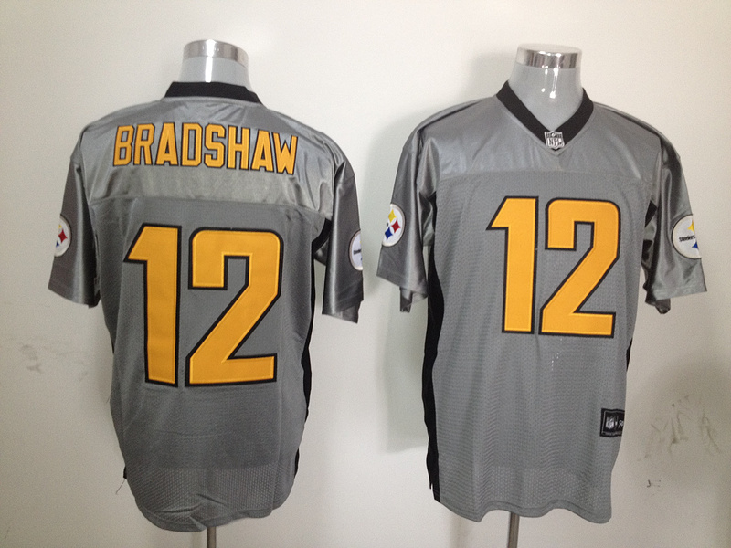 Steelers 12 Bradshaw Grey Jerseys