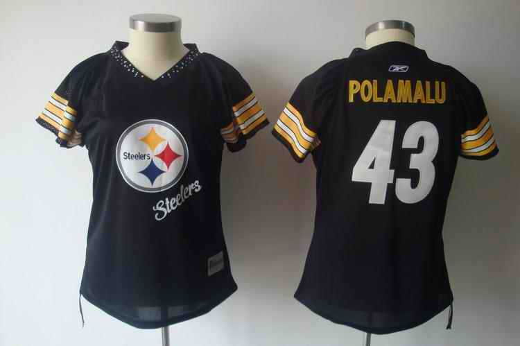Steelers 43 Polamalu black field flirt women Jerseys