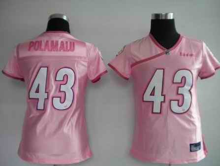 Steelers 43 Polamalu pink women Jerseys
