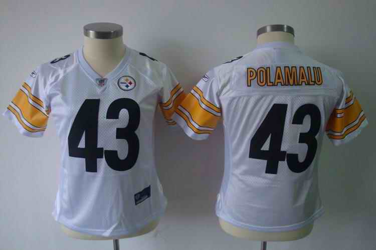 Steelers 43 Polamalu white team women Jerseys