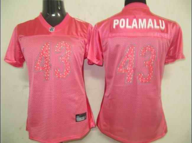 Steelers 43 Popamalu pink new women Jerseys