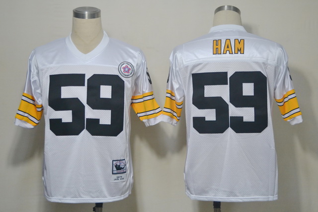 Steelers 59 Ham White Throwback Jerseys