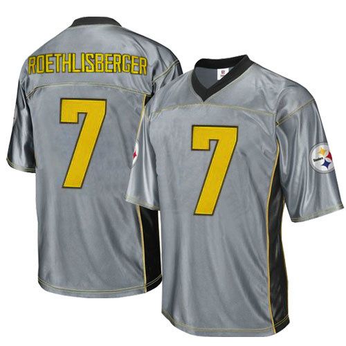 Steelers 7 Roethlisberger Grey Jersey