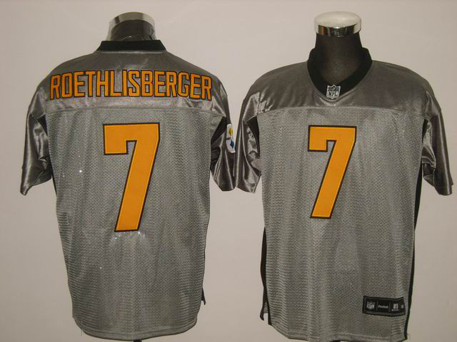 Steelers 7 Roethlisberger Grey Jerseys
