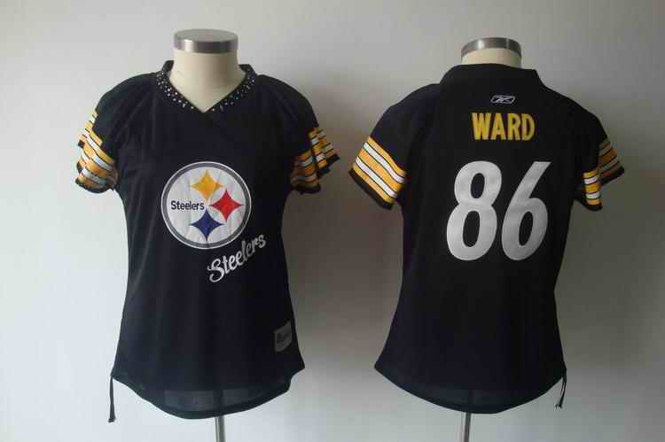 Steelers 86 Ward black field flirt women Jerseys