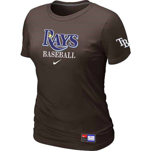 Tampa Bay Rays Nike Women's Brown Short Sleeve Practice T-Shirt - Click Image to Close