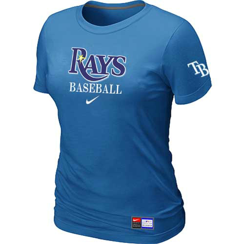 Tampa Bay Rays Nike Women's L.blue Short Sleeve Practice T-Shirt - Click Image to Close