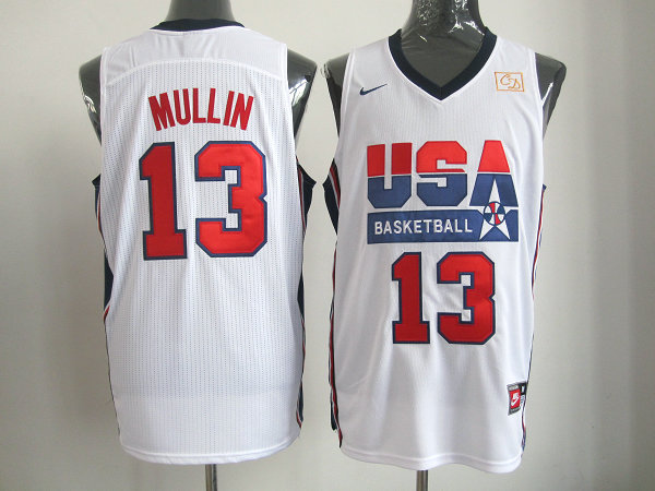 Team USA 13 Mullin White m&n Jerseys