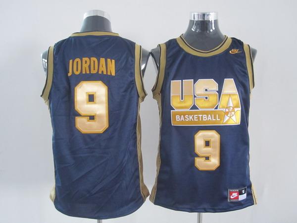 Team USA 9 Jordan Blue (Golden Number) Jerseys