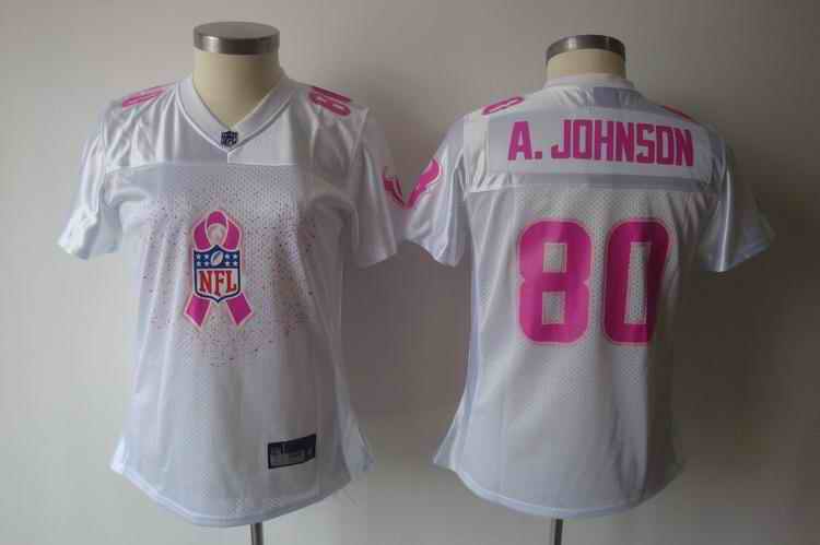Texans 80 A.Johnson Breast Cancer Awareness white women Jerseys
