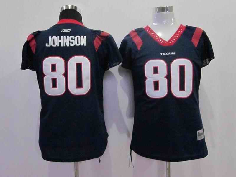 Texans 80 Johnson blue women Jerseys