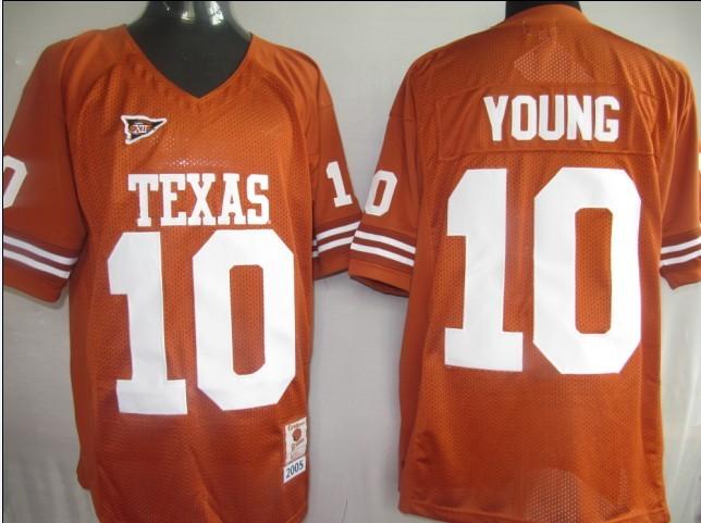 Texas Longhorns 10 Young orange m&n Jerseys