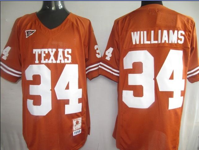 Texas Longhorns 34 Williams orange m&n Jerseys - Click Image to Close