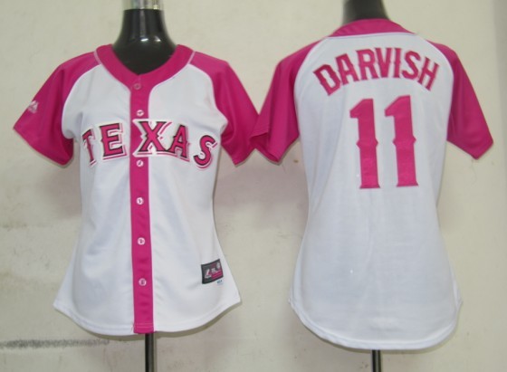 Rangers 11 Darvish Women Pink Splash Fashion Jersey