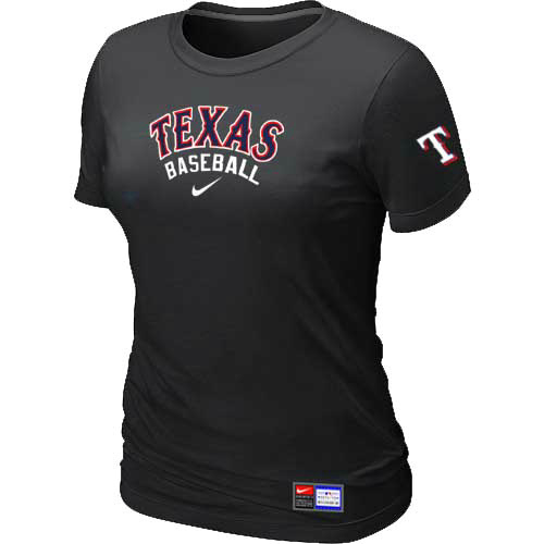Texas Rangers Nike Women's Black Short Sleeve Practice T-Shirt