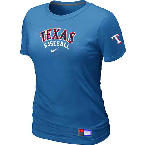 Texas Rangers Nike Women's L.blue Short Sleeve Practice T-Shirt