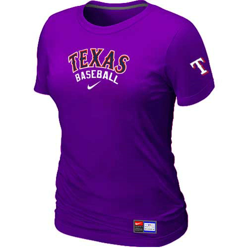 Texas Rangers Nike Women's Purple Short Sleeve Practice T-Shirt - Click Image to Close