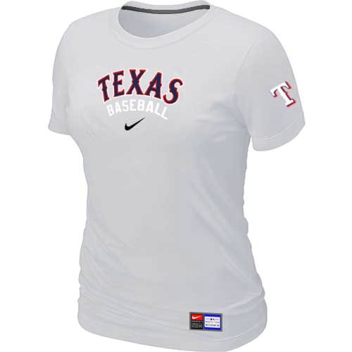 Texas Rangers Nike Women's White Short Sleeve Practice T-Shirt