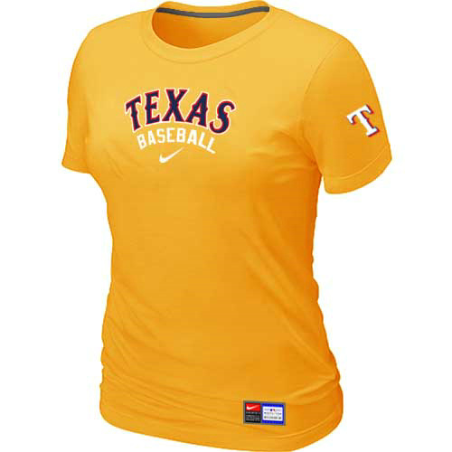 Texas Rangers Nike Women's Yellow Short Sleeve Practice T-Shirt