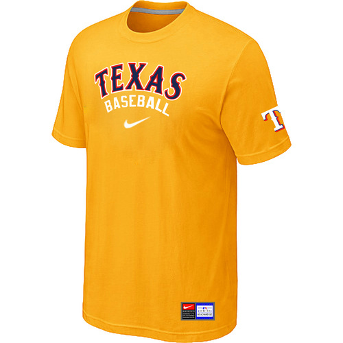 Texas Rangers Yellow Nike Short Sleeve Practice T-Shirt - Click Image to Close