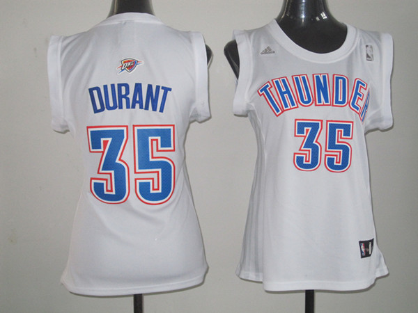 Thunders 35 Durant White Women Jersey