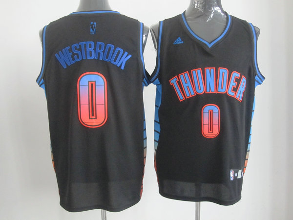 Thunder 0 Westbrook Black Colorful Number Jerseys