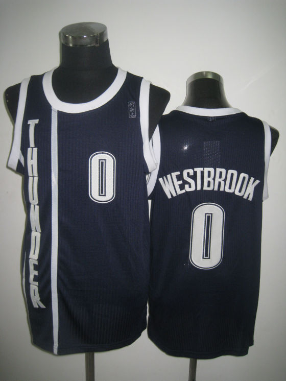 Thunder 0 Westbrook Dark Blue Jerseys