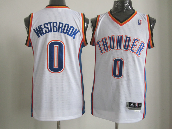 Thunder 0 Westbrook White AAA Jerseys