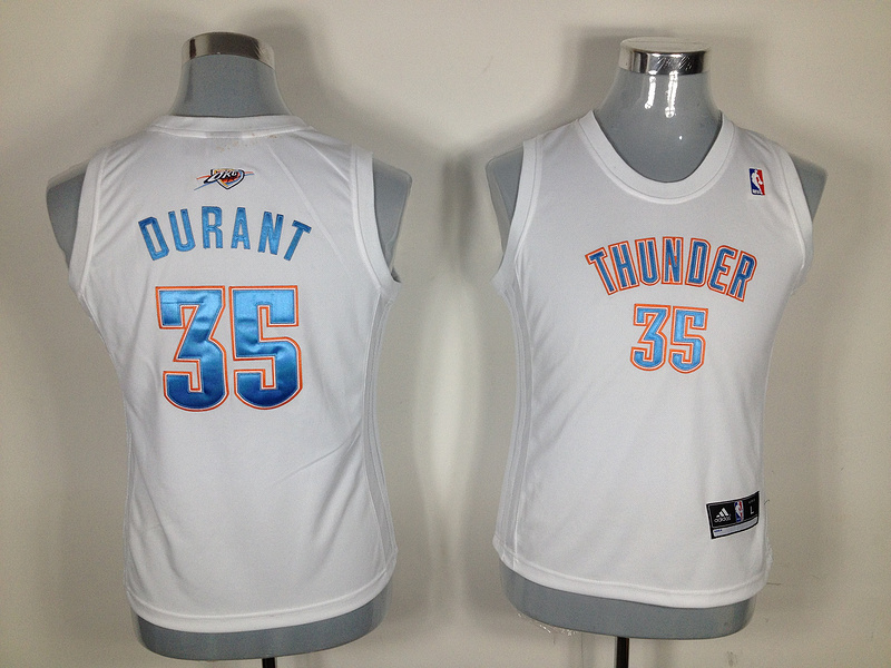 Thunders 35 Durant White New Fabric Women Jersey