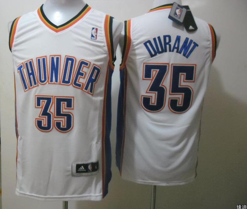 Thunder 35 Durant White Cotton Jerseys
