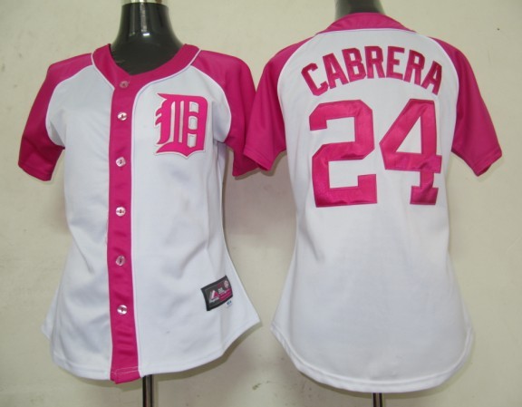 Tigers 24 Cabrera Pink Splash Women Jersey