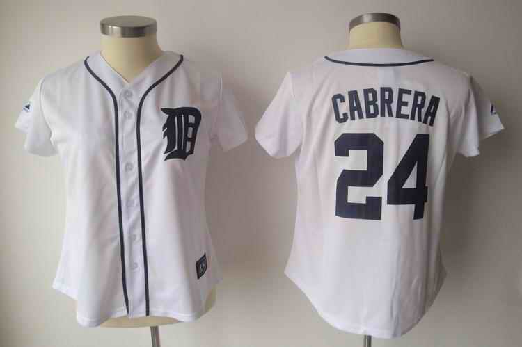 Tigers 24 Cabrera white black number women Jersey