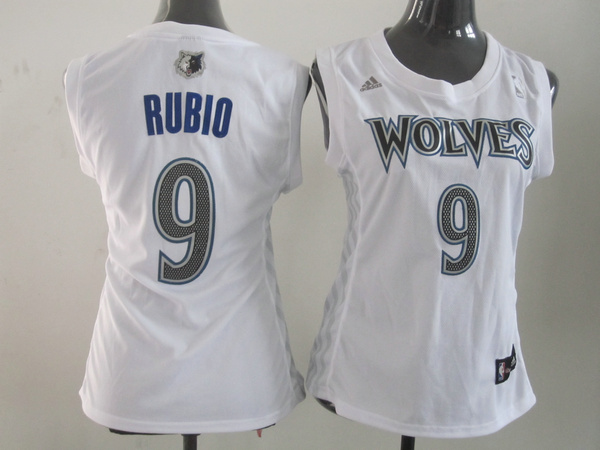 Timberwolves 9 Rubio White Women Jersey