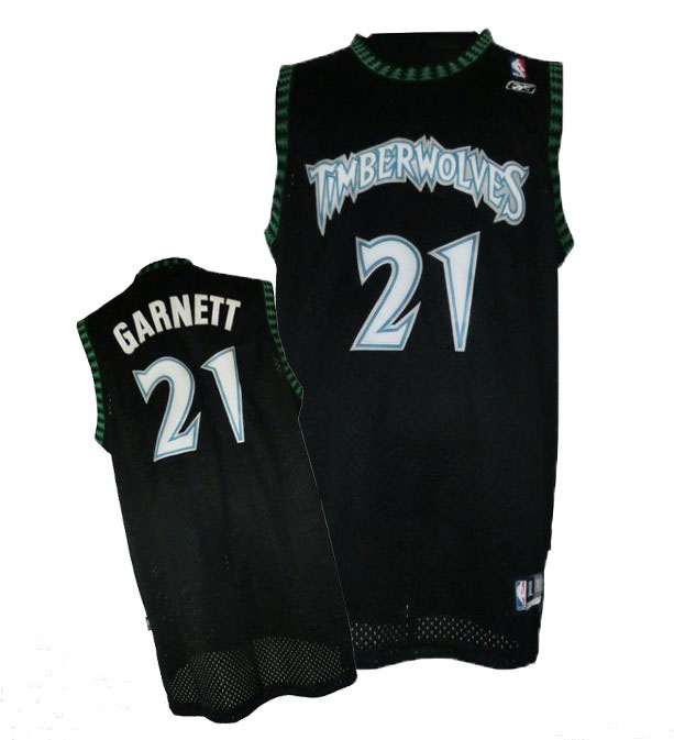 Timberwolves 21 Retro Garnett Black Jerseys