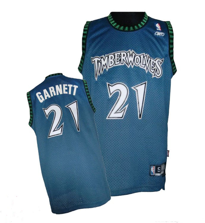 Timberwolves 21 Retro Garnett Blue Jerseys - Click Image to Close